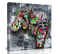 JKWALL77 Graffiti Canvas Wall-Art for Bedroom - Gaming Wall Art for Teen Boys - Abstract Painting Pop Art Modern Home Wall Decor Ready to Hang Size 14'' x 14'', Multi-color