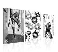 JKWQFBOYAN 3Pcs Trendy Black White Leopard Wall Art, Vintage Newspeper Cheetah Wall Decor Fashion Girl Poster Heels Lips Picture Painting for Apartment Dorm Framed Decoration 30x40cm