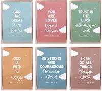 JKWQFBOYAN 6pcs Children'S Bible Verse Canvas Wall Art Christian Education Posters Prints Paintings Inspirational Quote Pictures Wall Decor for Boys Unframed (inspirational wall art, 8x10inch)