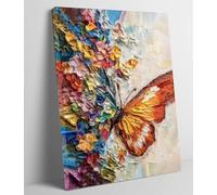 JKWQFBOYAN Butterfly Canvas Wall Art, Framed Colorful Butterfly And Flowers Picture Wall Decor Modern Abstract Poster Print for Living Room Bedroom Office Home Decoration Prepare To Hang 12x16inch