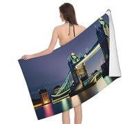 JKXUN Night London Tower Bridge Towels for Bathroom, Super Soft and Absorbent, Large Bath Towel, 32 x 52 Inches, Light Weight