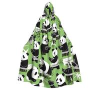JKXUN Panda bamboo Unisex Cosplay Costume Halloween Hooded Cape Cloak for Party Dress Up Full-Length Uniform Robe