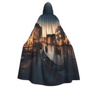 JKXUN Venice Night Unisex Cosplay Costume Halloween Hooded Cape Cloak for Party Dress Up Full-Length Uniform Robe