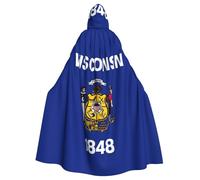 JKXUN Wisconsin State Flag Unisex Cosplay Costume Halloween Hooded Cape Cloak for Party Dress Up Full-Length Uniform Robe, Black, One size