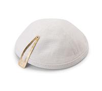JL Kippha's Elegant Linen Pure White Kippah 17 cm Yarmulke Jewish Yamaka Kippa Israel Cap Judaica