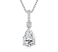 JL LITTLE FOREST Moissanite Pendant Necklace for Women, 1.5/2/4 CT D Color VVS1 Pear Cut lab-created Imitation Diamond Necklaces, Valentine Anniversary Birthday Jewelry Present for Wife Mom, 1.5/2/4CT