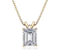 JL Little Forest Solitaire Pendant for Women Emerald Square Princess Marquise Trillion Cut Cubic Zirconia Diamond Necklaces 18K White Gold Plated 925 Sterling Silver Ideal, Sterling Silver, Cubic