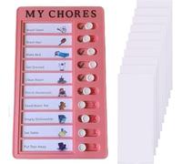 JL&MI Chores Chart for Kids, Sliding Routine Chart to Do List - My Chores RV Checklist Task Planning Board for Children and Adults, Tools Visual Schedule Reminder with 10 Cardstock Sheets (Pink)