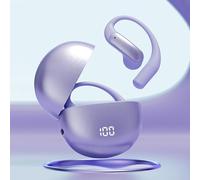 JL&MI Open-Ear Headphones Wireless Bluetooth 5.4 with Digital Display Case, 30H Playtime, Directional Sound & ENC Noise Reduction, Sweatproof Sport Earhook Earbuds for Running, Cycling, Gym (Purple)