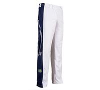 JL Sport Authentic Brazilian Capoeira Martial Arts Unisex's Trousers (White with Traditional Berimbau in Black Along Leg) - L