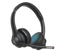 JLab Go Work Wireless Headsets with Microphone - 45+ H Bluetooth Computer Headset, Multipoint Connect, On Ear Wired or Wireless Office PC Laptop Headset with Microphone