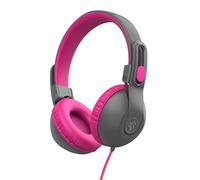 JLab JBuddies Studio 2 On-Ear Kids Wired Headphones, Grey/Pink, Toddler Headphones, Kid Safe, Studio Volume Safe, Volume Limiter, Folding, Adjustable, Noise Isolation, with Mic