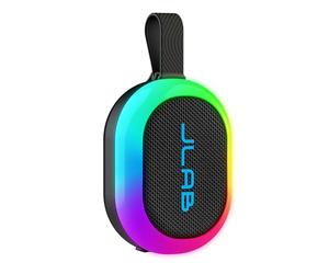 JLab Pop Party Ultra-Portable Small Bluetooth Speaker with 8H+ Playtime - 5W Wireless Outdoor Travel Speaker with RGB Lights & Bold Audio, IP55 Water Resistant Mini Speakers, Black