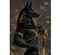 JLANEZI 5D Diamond Painting Anubis Gods of Egypt Mosaic Rhinestone Grim Reaper Home Decoration Wall Art,G,30x40cm