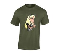 JLB Print Alice Tattoos Animated Family Film Inspired Premium Quality Modern Fit T-Shirt Top for Men - Green/L