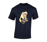JLB Print Alice Tattoos Animated Family Film Inspired Premium Quality Modern Fit T-Shirt Top for Men - Blue/XL