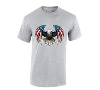 JLB Print American Eagle Cool Premium Quality Modern Fit T-Shirt Top for Men - Grey/M