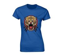JLB Print Angry Tiger Cool Novelty Premium Quality Fitted T-Shirt Top for Women and Teens - Royal / 12-14