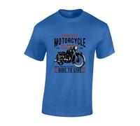 JLB Print Authentic Motorcycle Ride to Live Cool Premium Quality Modern Fit T-Shirt Top for Men - Blue/XL
