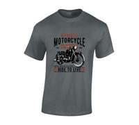 JLB Print Authentic Motorcycle Ride to Live Cool Premium Quality Modern Fit T-Shirt Top for Men - Grey/XXL