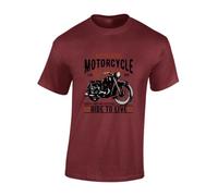 JLB Print Authentic Motorcycle Ride to Live Cool Premium Quality Modern Fit T-Shirt Top for Men - Red/XL