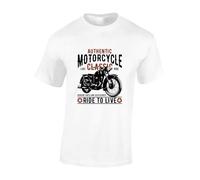 JLB Print Authentic Motorcycle Ride to Live Cool Premium Quality Modern Fit T-Shirt Top for Men - White/L