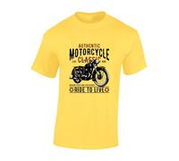 JLB Print Authentic Motorcycle Ride to Live Cool Premium Quality Modern Fit T-Shirt Top for Men - Yellow/XXL