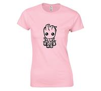 JLB Print Baby Groot Cartoon Super Hero Movie & Comic Book Fan Premium Quality Fitted T-Shirt Top for Women and Teens