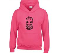 JLB Print Baby Groot Cartoon Super Hero Movie & Comic Book Fan Premium Quality Unisex Hoodies for Men, Women and Teens Hot Pink