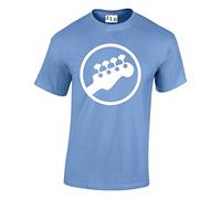 JLB Print Bass Headstock Symbol Scott Pilgrim Inspired Premium Quality Regular Fit T-Shirt Top for Men and Teens Carolina Blue