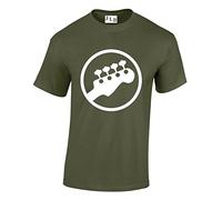 JLB Print Bass Headstock Symbol Scott Pilgrim Inspired Premium Quality Regular Fit T-Shirt Top for Men and Teens Military Green