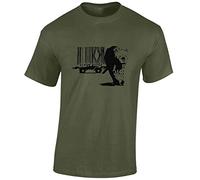 JLB Print Big Cat Banksy Street Artist Inspired Premium Quality Regular Fit T-Shirt Top for Men and Teens - Military Green/M