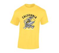 JLB Print California Surfing Cool Premium Quality Modern Fit T-Shirt Top for Men - Yellow/3XL