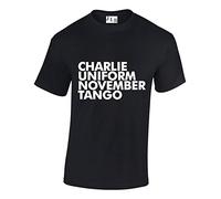 JLB Print Charlie, Uniform, November, Tango Funny Rude Humor Premium Quality Regular Fit T-Shirt Top for Men Black