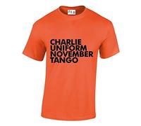 JLB Print Charlie, Uniform, November, Tango Funny Rude Humor Premium Quality Regular Fit T-Shirt Top for Men Orange