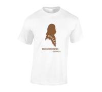 JLB Print Chewbacca Quote Space Wars Sci Fi Movie Film Inspired Premium Quality Modern Fit T-Shirt Top for Men - White/XL
