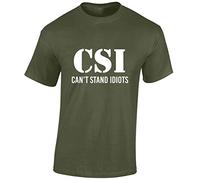 JLB Print Csi Cant Stand Idiots Funny Premium Quality Regular Fit T-Shirt Top for Men and Teens - Military Green/3XL