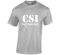 JLB Print Csi Cant Stand Idiots Funny Premium Quality Regular Fit T-Shirt Top for Men and Teens - Sports Grey/3XL