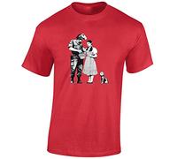 JLB Print Dorothy Stop and Search Banksy Street Artist Inspired Premium Quality Regular Fit T-Shirt Top for Men and Teens - Red/Medium