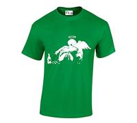 JLB Print Drunken Angel Silhouette Street Artist Inspired Premium Quality Regular Fit T-Shirt Top for Men and Teens Green