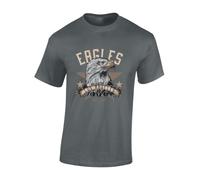 JLB Print Eagles Los Angeles Cool Premium Quality Modern Fit T-Shirt Top for Men - Grey/3XL Charcoal