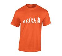JLB Print Evolution of Cricketer Sports Fan Premium Quality Regular Fit T-Shirt Top for Men and Teens - Orange/M
