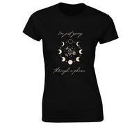 JLB Print Going Through A Phase Moon Planets Astrology Cool Top Funny Premium Quality Loose Fit T-Shirt Top for Ladies - Black / 12-14