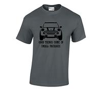 JLB Print Good Things Come in Small Packages Mini Car Funny Cool Premium Quality Regular Fit T-Shirt Top for Men and Teens Charcoal