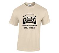 JLB Print Good Things Come in Small Packages Mini Car Funny Cool Premium Quality Regular Fit T-Shirt Top for Men and Teens