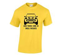 JLB Print Good Things Come in Small Packages Mini Car Funny Cool Premium Quality Regular Fit T-Shirt Top for Men and Teens