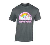 JLB Print Heavy Metal Unicorn Cool Premium Quality Modern Fit T-Shirt Top for Men - Grey/XL