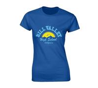 JLB Print Hill Valley High School Cool Premium Quality Loose Fit T-Shirt Top for Ladies - Blue / 10-12