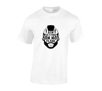 JLB Print I Aint Getting On No Plane Action TV Show Inspired Premium Quality Modern Fit T-Shirt Top for Men - White/XXL
