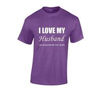 JLB Print I Love My Husband Funny Premium Quality Regular Fit T-Shirt Top for Men and Teens - Purple/M